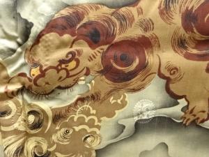 アンティーク　唐獅子模様肩裏お召し男物羽織